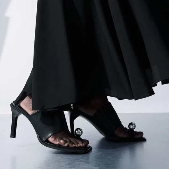 COS Atelier Sphere Heeled Sandals w Silver Accents 90s designer quiet luxury NWB - Picture 11 of 15